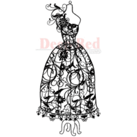 Deep Red Stamps - Cling Mounted Rubber Stamp - Dress Form Floral Corsage
