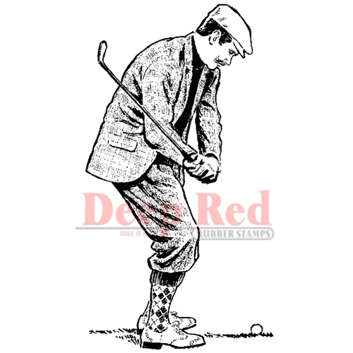 Deep Red Stamps - Cling Mounted Rubber Stamp - Golfer in Knickers