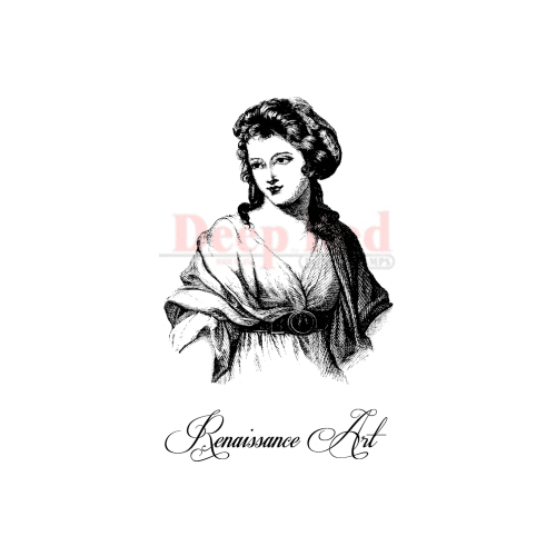 Deep Red Stamps - Cling Mounted Rubber Stamp - Renaissance Girl