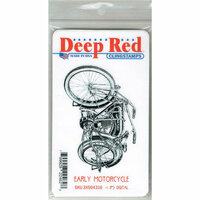 Deep Red Stamps - Cling Mounted Rubber Stamp - Early Motorcycle