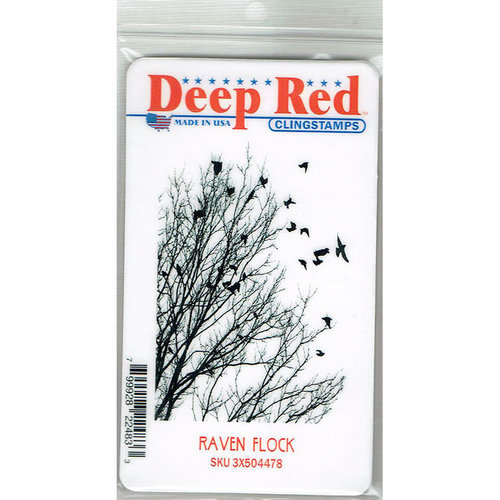 Deep Red Stamps - Cling Mounted Rubber Stamp - Raven Flock
