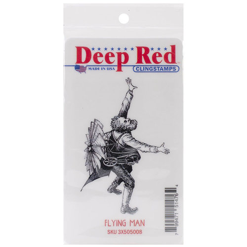 Deep Red Stamps - Cling Mounted Rubber Stamp - Flying Man