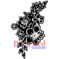 Deep Red Stamps - Cling Mounted Rubber Stamp - Violet Chalk Flowers