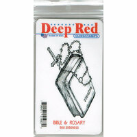 Deep Red Stamps - Cling Mounted Rubber Stamp - Bible and Rosary