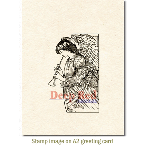 Deep Red Stamps - Cling Mounted Rubber Stamp - Angel with Flute