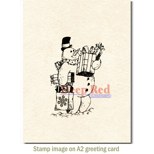 Deep Red Stamps - Cling Mounted Rubber Stamp - Christmas - Frosty Shopper
