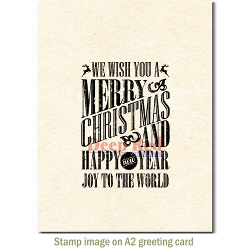 Deep Red Stamps - Cling Mounted Rubber Stamp - Grungy Christmas Wishes