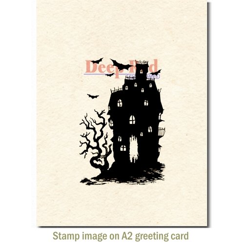 Deep Red Stamps - Halloween - Cling Mounted Rubber Stamp - Haunted House