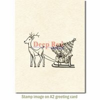 Deep Red Stamps - Christmas - Cling Mounted Rubber Stamp - Reindeer with Gifts
