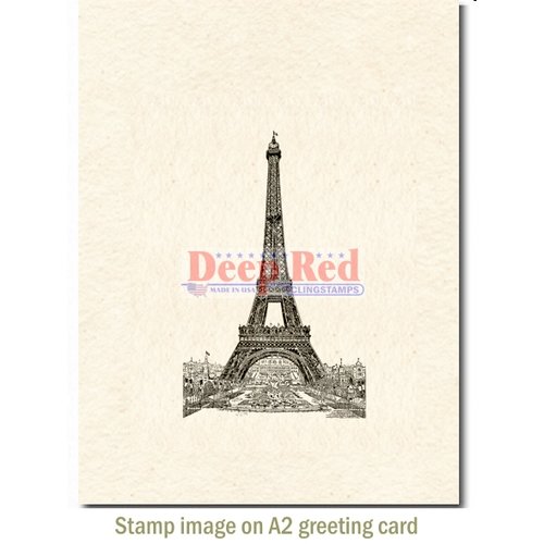 Deep Red Stamps - Cling Mounted Rubber Stamp - Vintage Paris Eiffel Tower