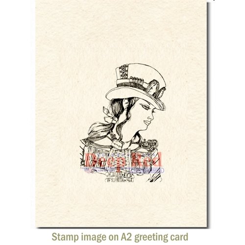 Deep Red Stamps - Cling Mounted Rubber Stamp - Steampunk Warrior