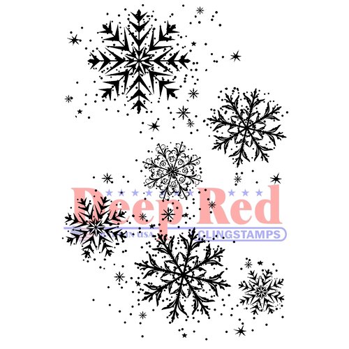 Deep Red Stamps - Cling Mounted Rubber Stamp - Snowflake Background