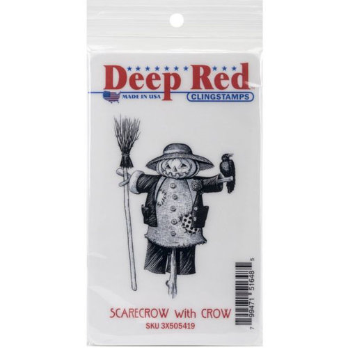 Deep Red Stamps - Halloween - Cling Mounted Rubber Stamp - Scarecrow with Crow