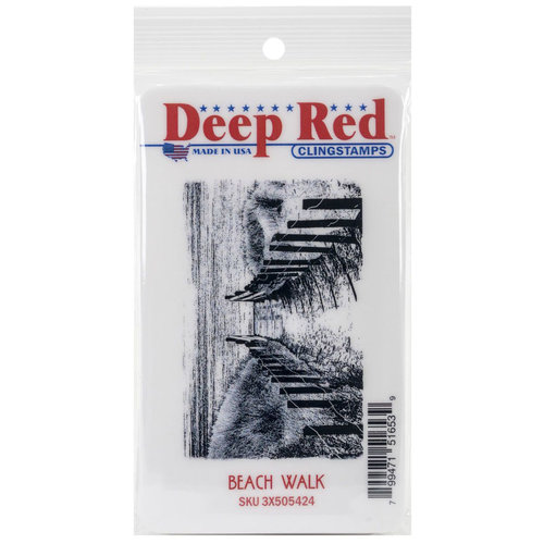 Deep Red Stamps - Cling Mounted Rubber Stamp - Beach Walk