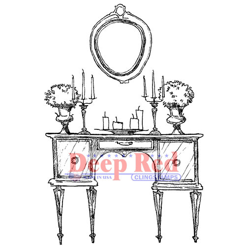 Deep Red Stamps - Cling Mounted Rubber Stamp - Antique Dressing Table