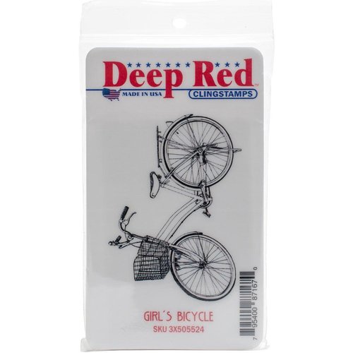 Deep Red Stamps - Cling Mounted Rubber Stamp - Girls Bicycle