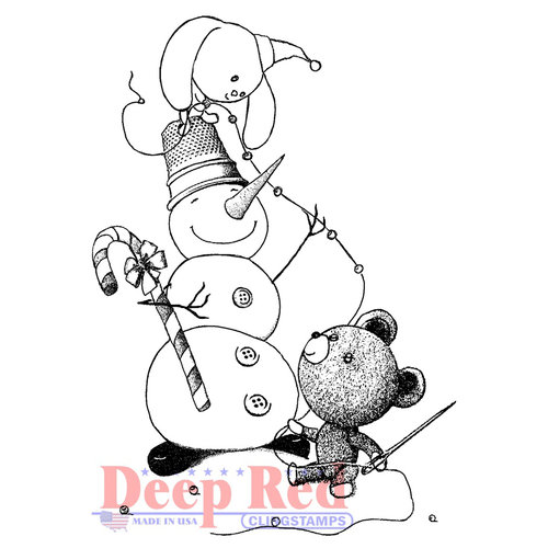 Deep Red Stamps - Christmas - Cling Mounted Rubber Stamp - Snowman Garland