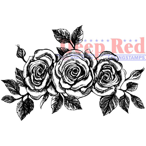 Deep Red Stamps - Cling Mounted Rubber Stamp - Rose Border