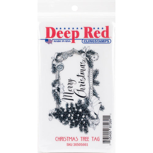 Deep Red Stamps - Cling Mounted Rubber Stamp - Christmas Tree Tag