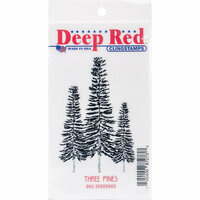 Deep Red Stamps - Christmas - Cling Mounted Rubber Stamp - Three Pines