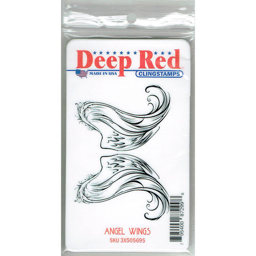 Deep Red Stamps - Cling Mounted Rubber Stamp - Angel Wings