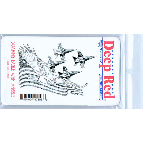 Deep Red Stamps - Cling Mounted Rubber Stamp - Soaring Eagle with Angels