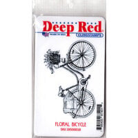 Deep Red Stamps - Cling Mounted Rubber Stamp - Floral Bicycle
