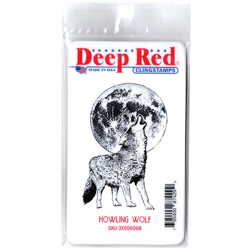 Deep Red Stamps - Cling Mounted Rubber Stamp - Howling Wolf