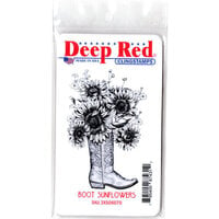 Deep Red Stamps - Cling Mounted Rubber Stamp - Boot Sunflowers
