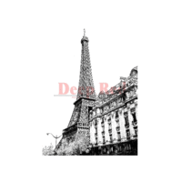 Deep Red Stamps - Cling Mounted Rubber Stamp - Eiffel Tower View