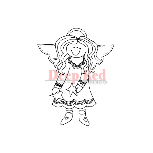 Deep Red Stamps - Cling Mounted Rubber Stamp - Raggedy Angel Star