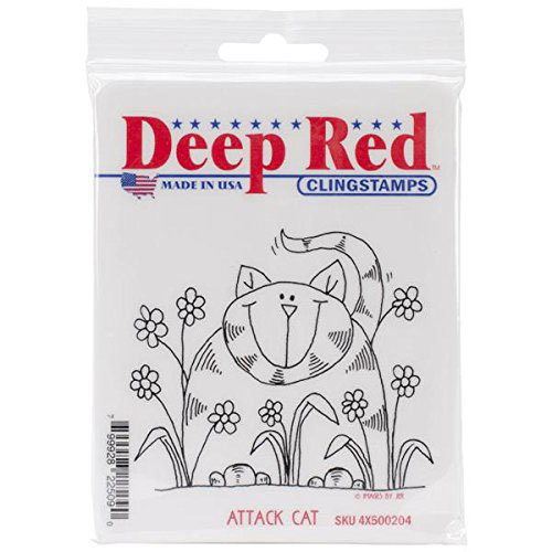 Deep Red Stamps - Cling Mounted Rubber Stamp - Attack Cat