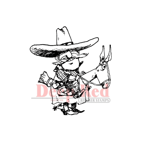 Deep Red Stamps - Cling Mounted Rubber Stamp - Cowboy