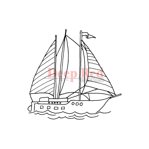 Deep Red Stamps - Cling Mounted Rubber Stamp - Sailboat