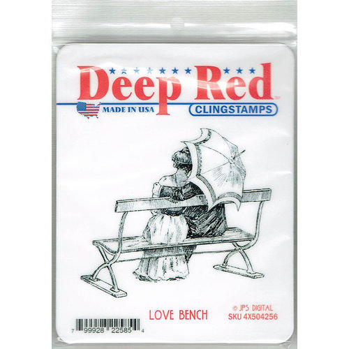 Deep Red Stamps - Cling Mounted Rubber Stamp - Love Bench