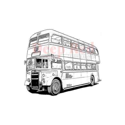 Deep Red Stamps - Cling Mounted Rubber Stamp - Double Decker Bus