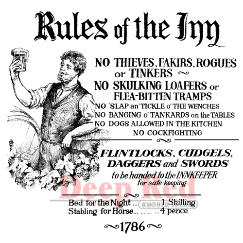 Deep Red Stamps - Cling Mounted Rubber Stamp - Rules of the Inn