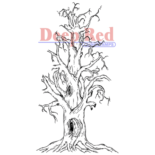 Deep Red Stamps - Cling Mounted Rubber Stamp - Scary Tree
