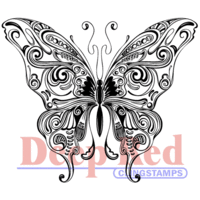 Deep Red Stamps - Cling Mounted Rubber Stamp - Butterfly Swirl