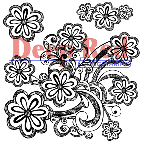 Deep Red Stamps - Cling Mounted Rubber Stamp - Daisy Splash