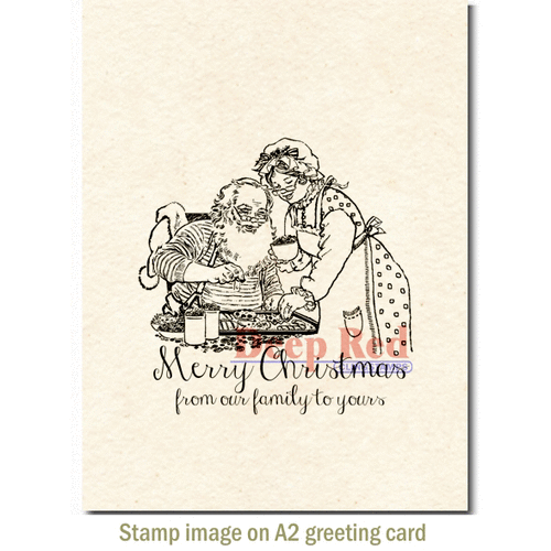 Deep Red Stamps - Cling Mounted Rubber Stamp - Claus Family Christmas