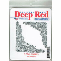 Deep Red Stamps - Cling Mounted Rubber Stamp - Floral Corners