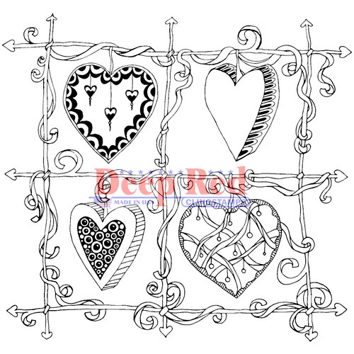 Deep Red Stamps - Cling Mounted Rubber Stamp - Color Me Heart Frame