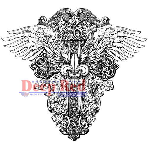 Deep Red Stamps - Cling Mounted Rubber Stamp - Winged Cross