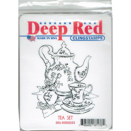 Deep Red Stamps - Cling Mounted Rubber Stamp - Tea Set