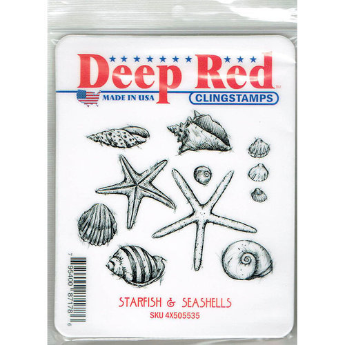 Deep Red Stamps - Cling Mounted Rubber Stamp - Starfish and Shells