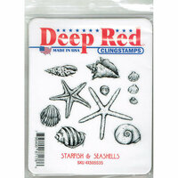 Deep Red Stamps - Cling Mounted Rubber Stamp - Starfish and Shells