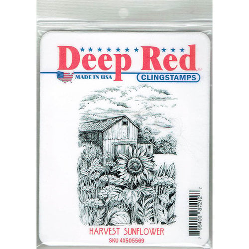 Deep Red Stamps - Cling Mounted Rubber Stamp - Harvest Sunflower