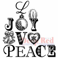 Deep Red Stamps - Christmas - Cling Mounted Rubber Stamp - Joy Peace Love