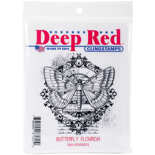 Deep Red Stamps - Cling Mounted Rubber Stamp - Butterfly Flourish